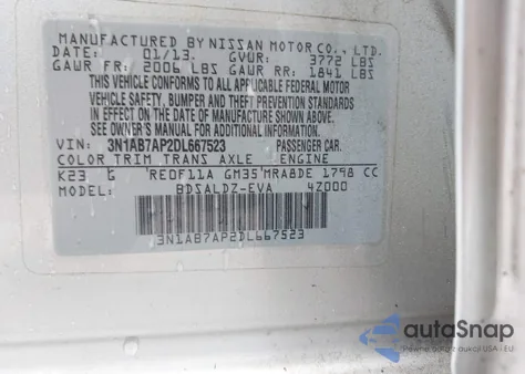 2013 Nissan Sentra Sv из США, поврежденный, VIN 3N1AB7AP2DL667523